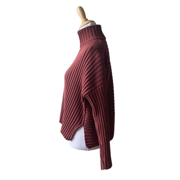 Bryn Walker Copper Brown Ribbed Zip Sweater Small - Picture 3 of 9
